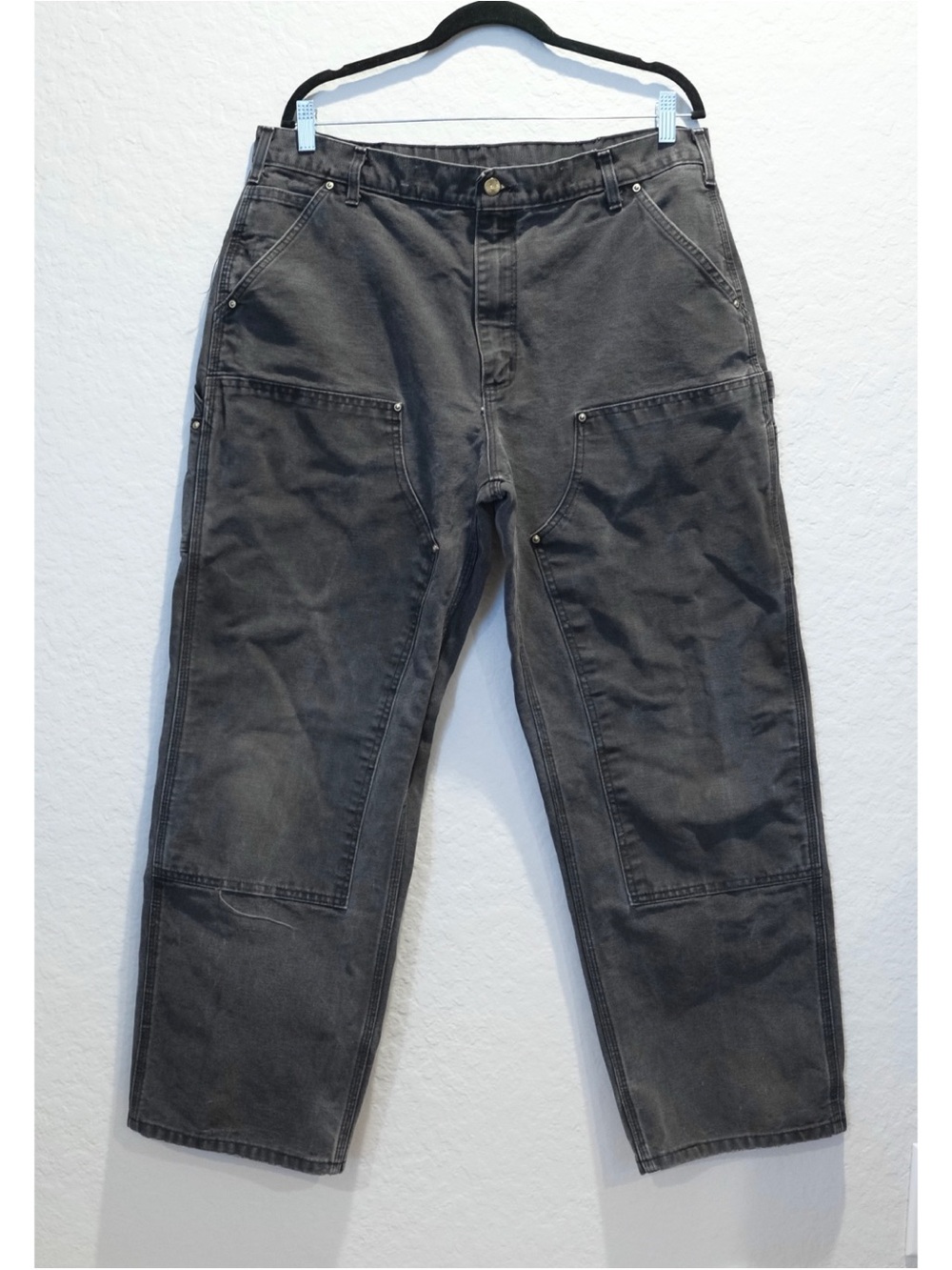 Vintage Carhartt Double Knee B01 BLK Workwear Pants Faded Black Size 38x30 USA